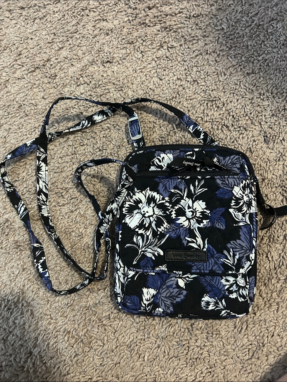 Vera Bradley Black, White & Purple Floral Quilted Crossbody